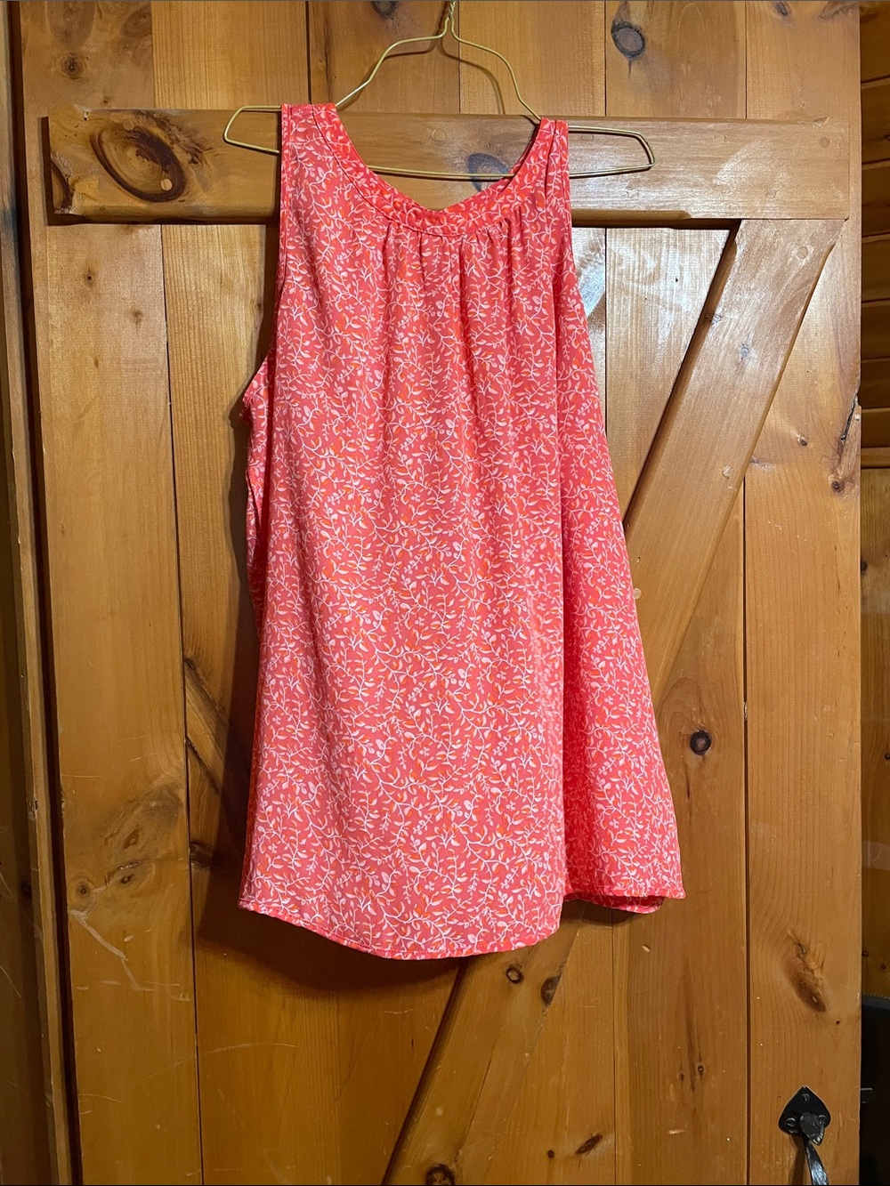 LOFT Coral Pink Printed Sleeveless Top